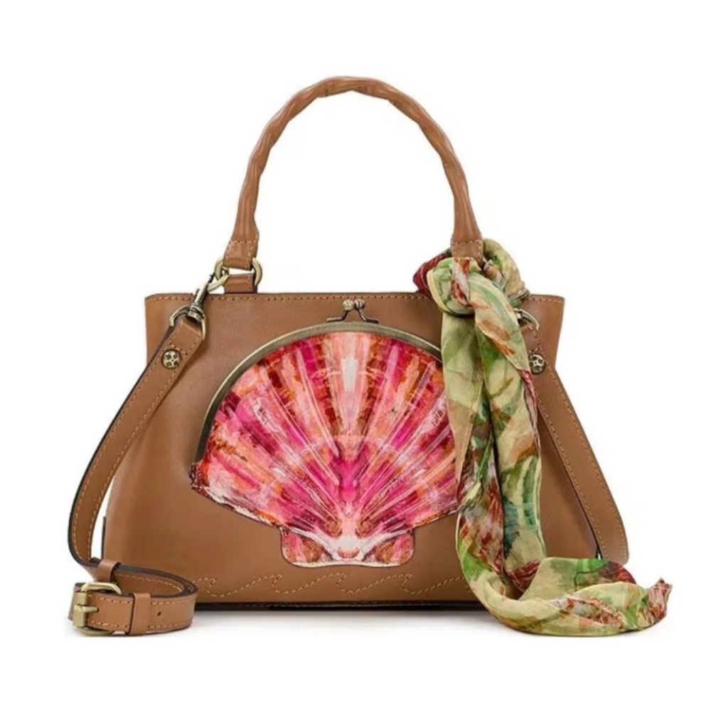 Patricia Nash Angela Satchel with Scarf - Seashell Tooled - Picture 2 of 10